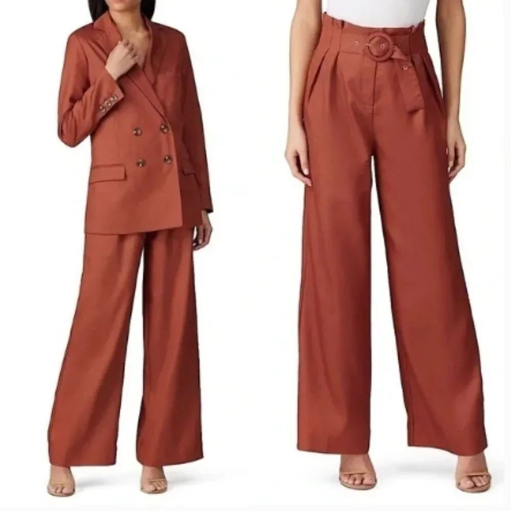 Like New! Sweet Baby Jamie High-Waisted Wide-Leg Pleated Belted Trousers in 4